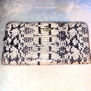 Coach black and white snake wallet